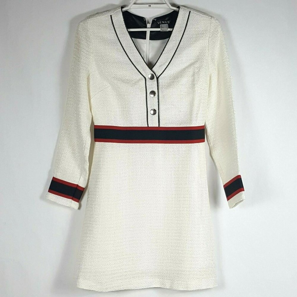 Vtg Venus Sz 2 A-Line Dress Women VNeck Above Knee